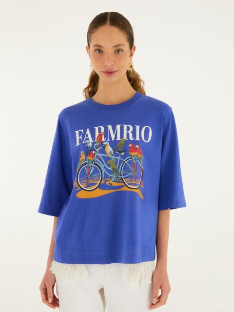 FARM RIO Blue Bike Birds Organic Cotton T-Shirt
