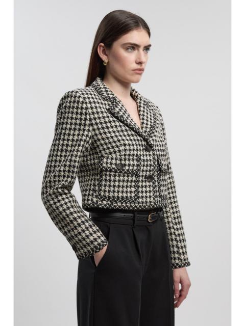 KAREN MILLEN Textured Tweed Pocket Front Tailored Cropped Jacket