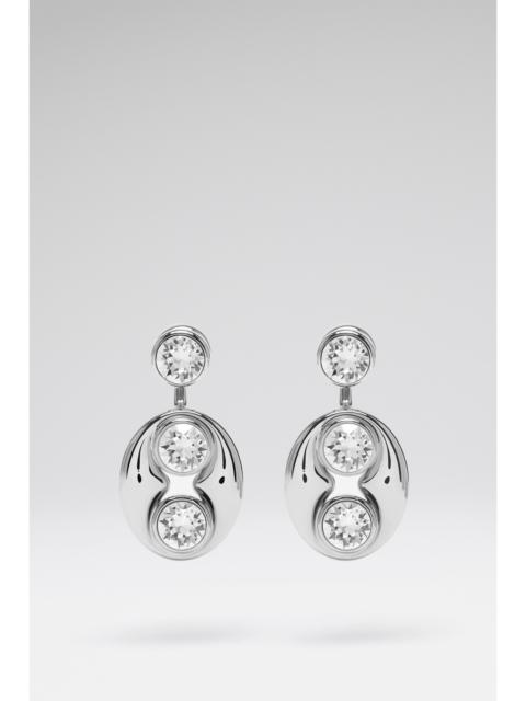 Amina Muaddi IRIS EARRING WHITE CRYSTALS AND SILVER BASE