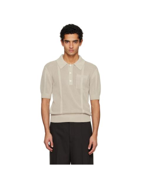 Lanvin Taupe Striped Polo