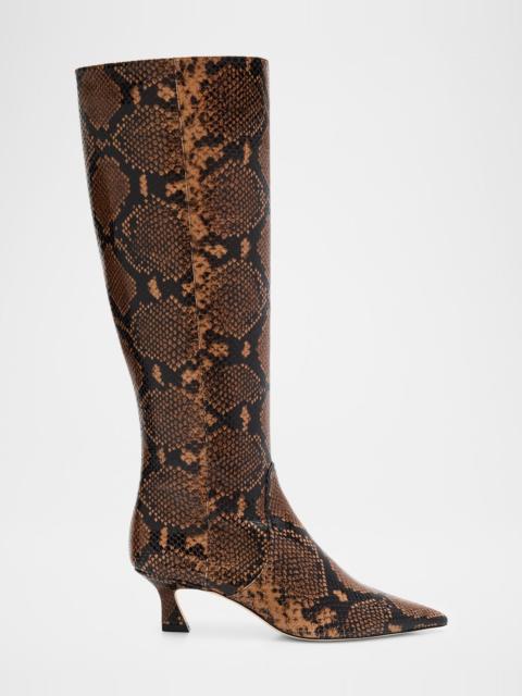 Stuart Weitzman Vinnie Snake-Embossed Leather Knee-High Boots