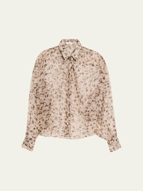 Brunello Cucinelli Printed Silk Chiffon Shirt