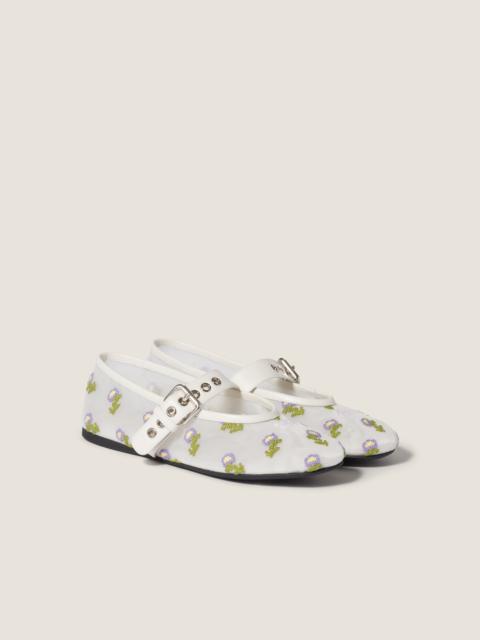 Miu Miu Embroidered mesh ballerinas