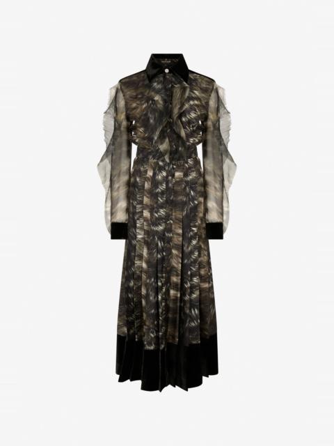 Roberto Cavalli Midi Dress in Silk with Fur Print