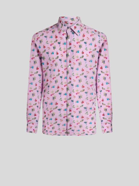Etro MICRO-STRIPED SHIRT WITH FLOWERS