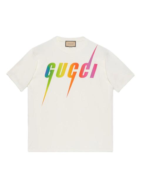 Gucci print cotton T-shirt 'off white' 616036-XJFF9-9095