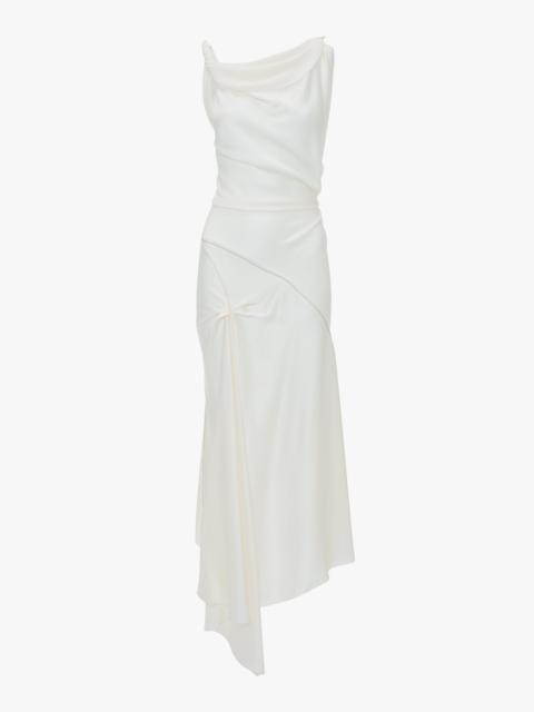 Victoria Beckham Asymmetric Draped Midi Dress In Ivory