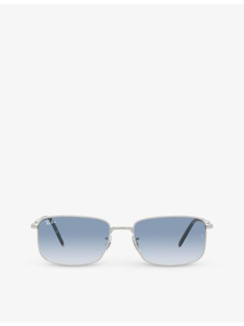 Ray-Ban RB3717 rectangle-frame polished silver-metal sunglasses