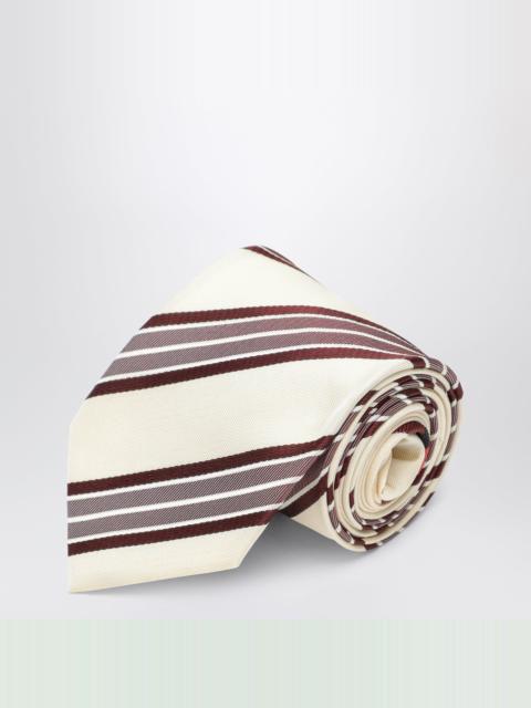 Dries Van Noten Ecru striped silk tie