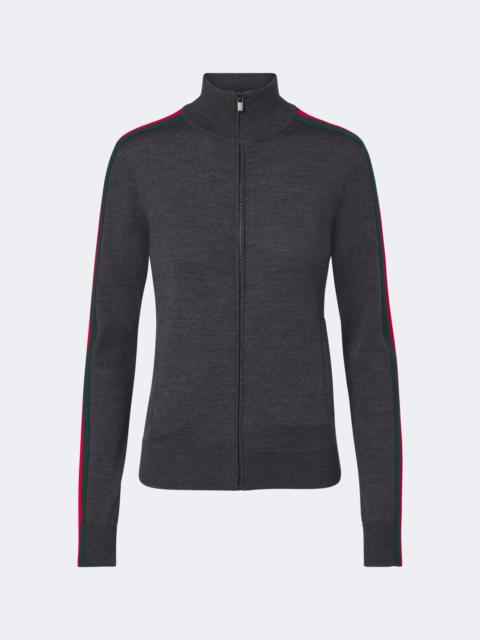 GUCCI Web Stripe wool zip-up cardigan