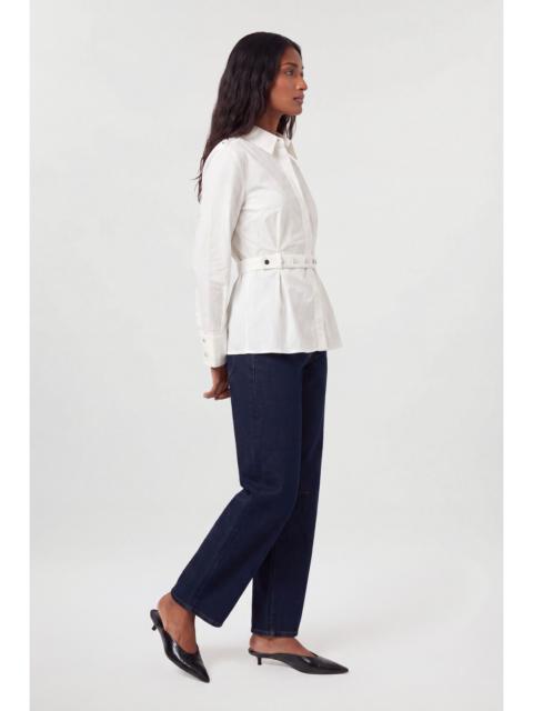 KAREN MILLEN Cotton Poplin Military Trim Detail Shirt