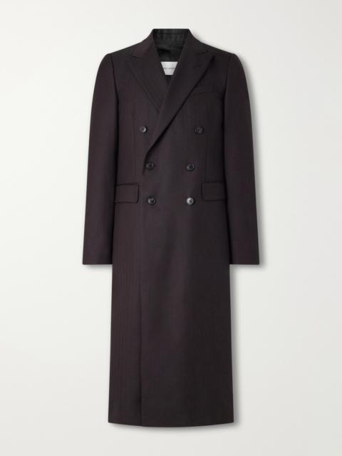 Dries Van Noten Double-Breasted Herringbone Wool Coat