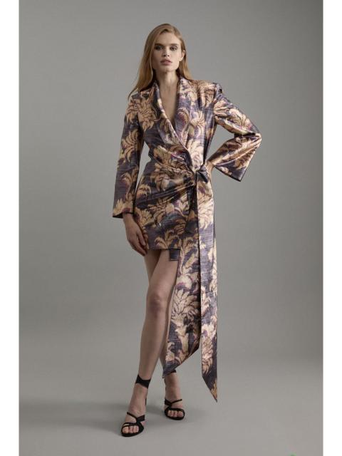 KAREN MILLEN Petite Metallic Floral Tailored Blazer Mini Dress
