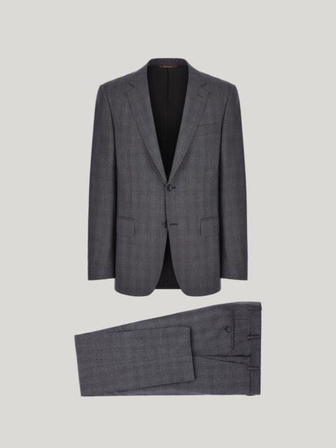 Canali GRAY AND GREEN BRIANZA REGULAR-FIT SUIT IN PURE WOOL
