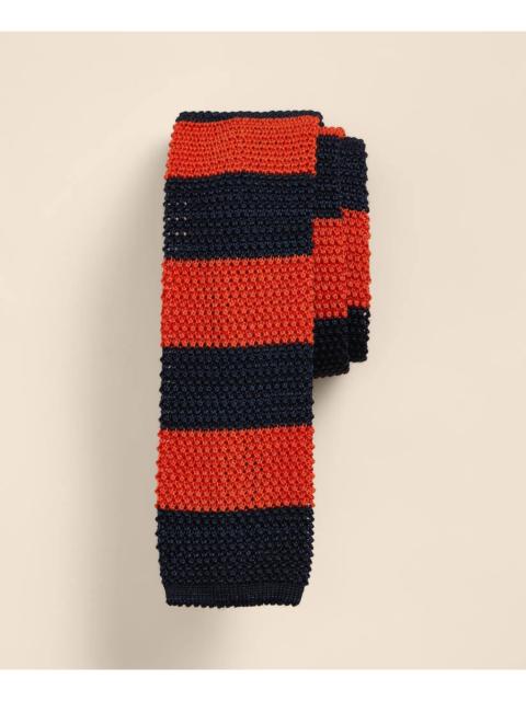 Brooks Brothers Wool-Silk Textured Rugby-Stripe Knit Tie