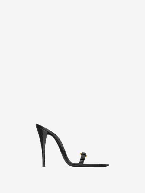 SAINT LAURENT lee mules in crocodile-embossed leather