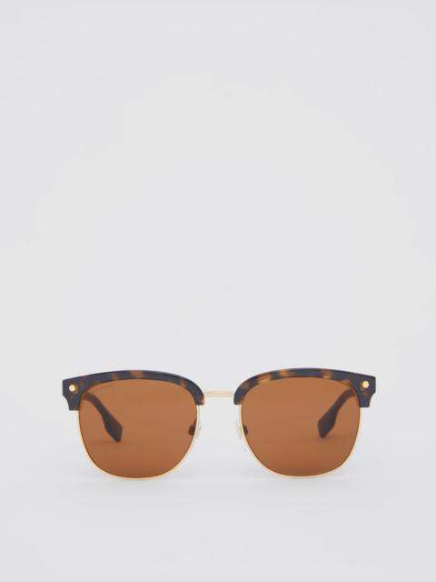 Burberry Icon Stripe Detail Square Frame Sunglasses