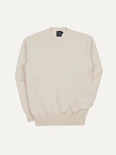 Drake's Ecru Wool-Cotton Knit Sweatshirt
