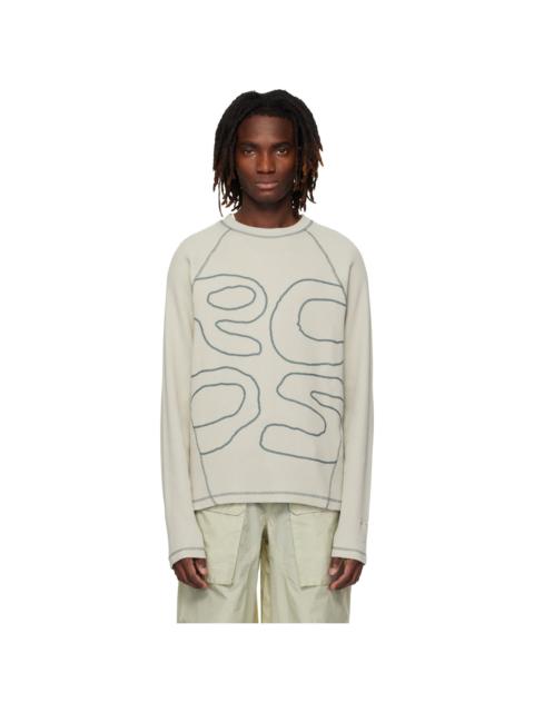 RCOS Beige Stack Logo Waffleknit Longsleeve T-shirt