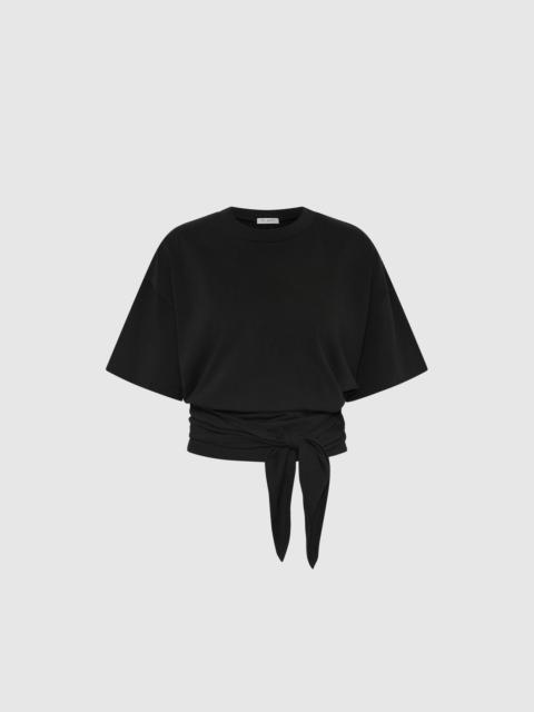 ST. AGNI Cotton Jersey Split Back Tee - Black