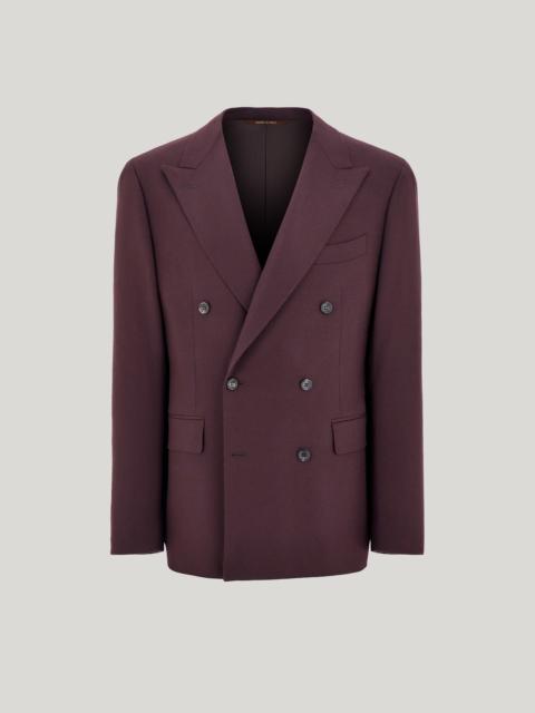 Canali DARK BROWN CANALI TRAVEL WOOL FLANNEL MODERN-FIT DOUBLE-BREASTED JACKET
