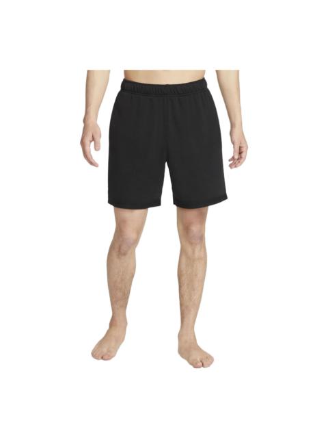 Men's Nike Yoga Therma-FIT Logo Printing Solid Color Sports Shorts Black DM7832-010