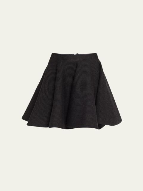 Ribbed Wool Fit-Flare Mini Skirt