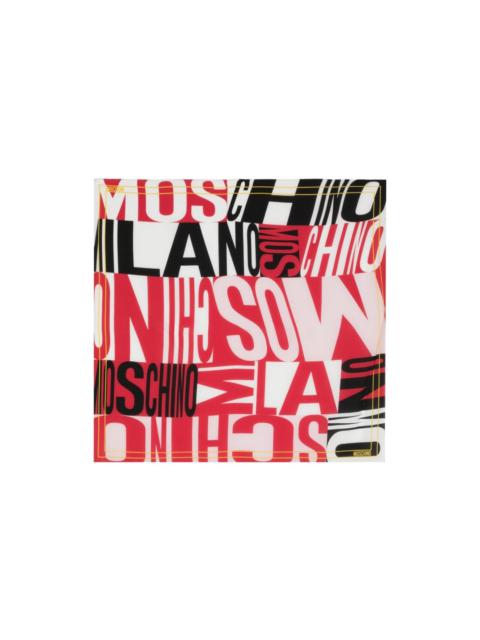 Moschino logo-lettering silk scarf