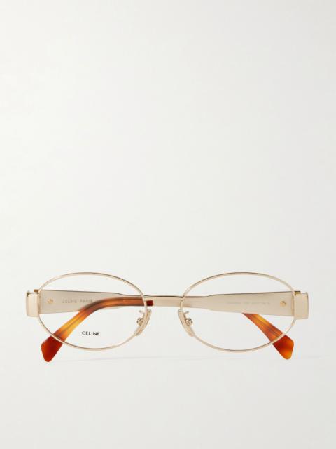 CELINE Triomphe oval-frame gold-tone optical glasses Gold