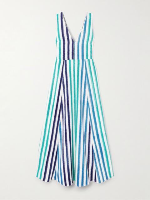 EMPORIO SIRENUSE Nellie striped cotton maxi dress Blue