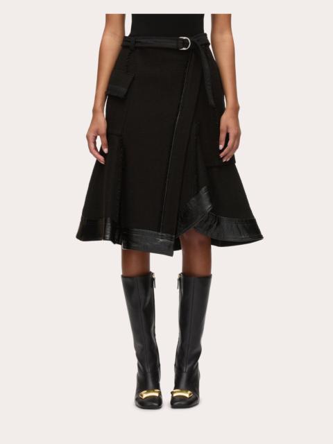 3.1 Phillip Lim Belted Faux Leather-Trim Tweed Skirt