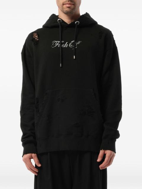 mastermind JAPAN distressed logo-print hoodie