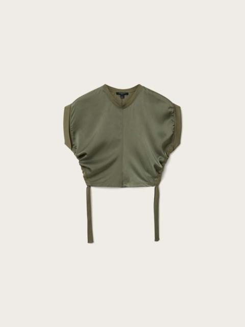 ALLSAINTS MIRA CROPPED SATIN DRAWCORD T-SHIRT