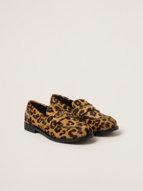 Miu Miu Leopard-print calf hair-effect loafers