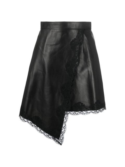 lace-trim asymmetric skirt