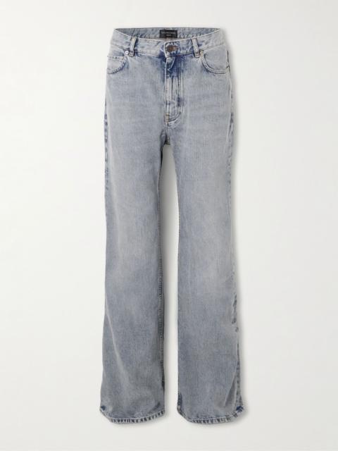 BALENCIAGA Distressed low-rise flared jeans Light denim