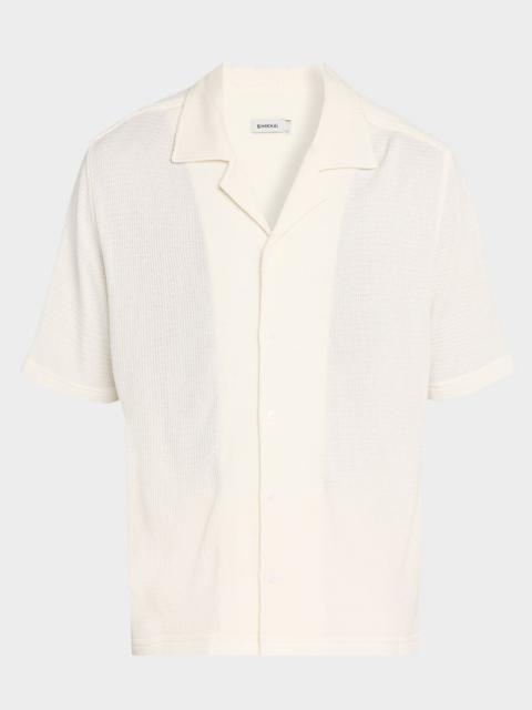 SIMKHAI Men's Troy Open-Stitch Camp Shirt