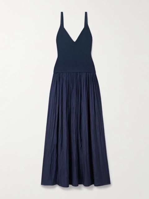 LA LIGNE Romeo Ribbed-knit And Gathered Poplin Maxi Dress