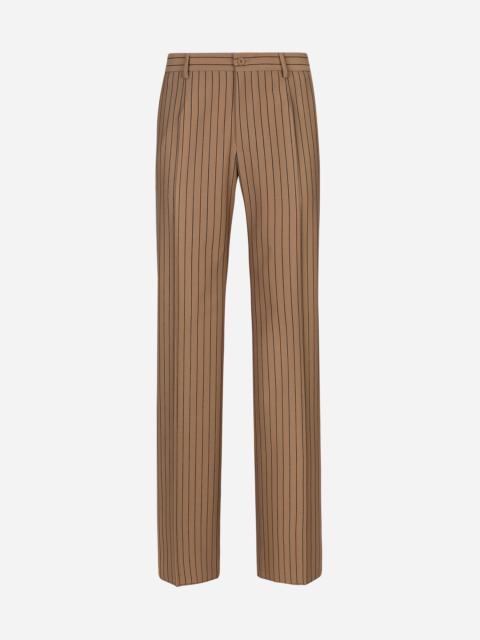 Straight-leg pinstripe pants