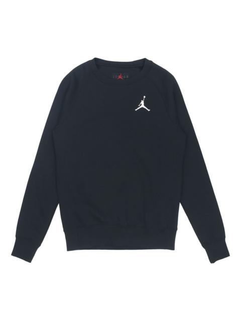 Jordan Men's Air Jordan Logo Embroidered Sports Round Neck Pullover Black BQ2941-010