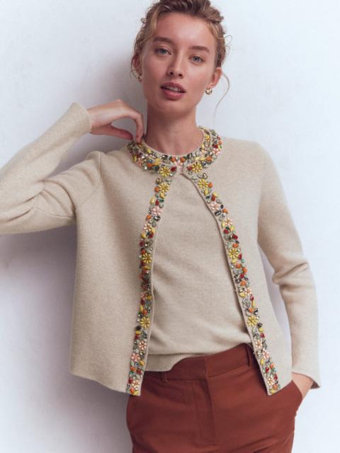 BODEN Embellished Knit Cardigan-Chinchilla Melange