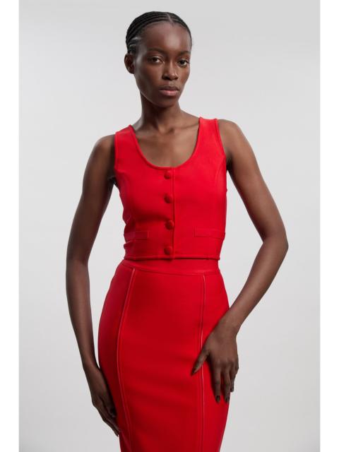 KAREN MILLEN Bandage Button Detail Scoop Neck Top