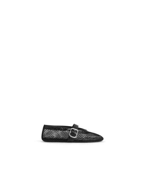 Alaïa BALLET FLATS IN FISHNET AND CROCODILE EMBOSSED CALFSKIN