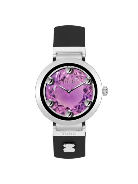 TOUS Smartwatch with black strap and steel motifs TOUS S-CONNECT CHARMS