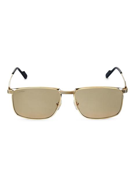 Cartier Men's Première de 59MM Square Sunglasses - Gold