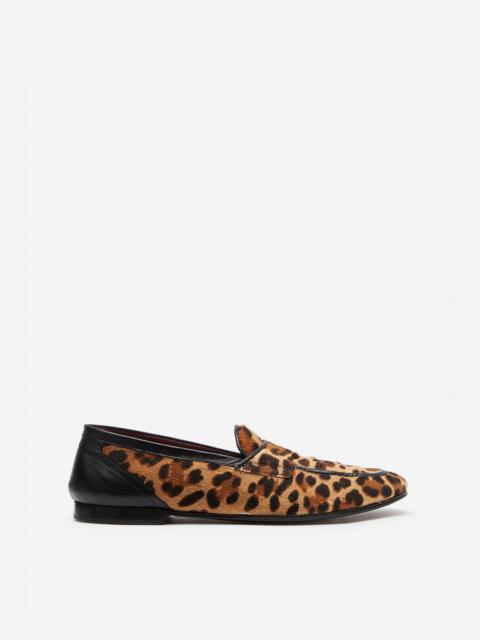 Dolce & Gabbana Leopard print slippers with pony hair effect