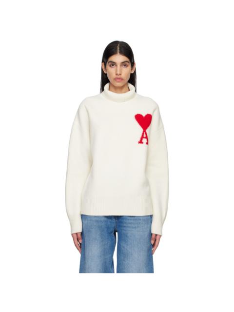 AMI Paris Off-White Ami de Cœur Turtleneck