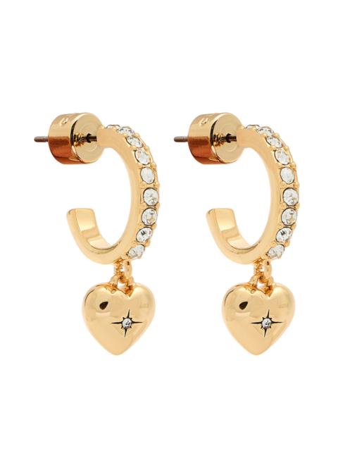 COACH Coach Heart Crystal-embellished Hoop Earrings