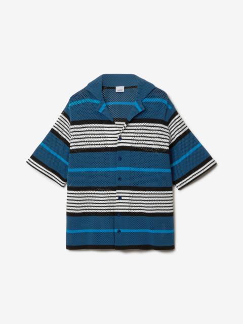 Short-sleeve Stripe Print Nylon Oversized Shirt