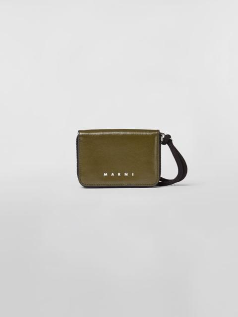 Marni ZIP-AROUND BI-COLOURED SHINY CALFSKIN WALLET